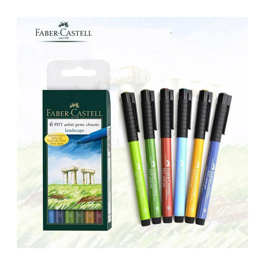 Faber Castell Pitt Artist 6 Brush Pen Wallet Set Landscape