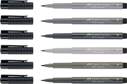 Faber Castell Pitt Artist Pen Brush Shades of Grey Wallet of 6