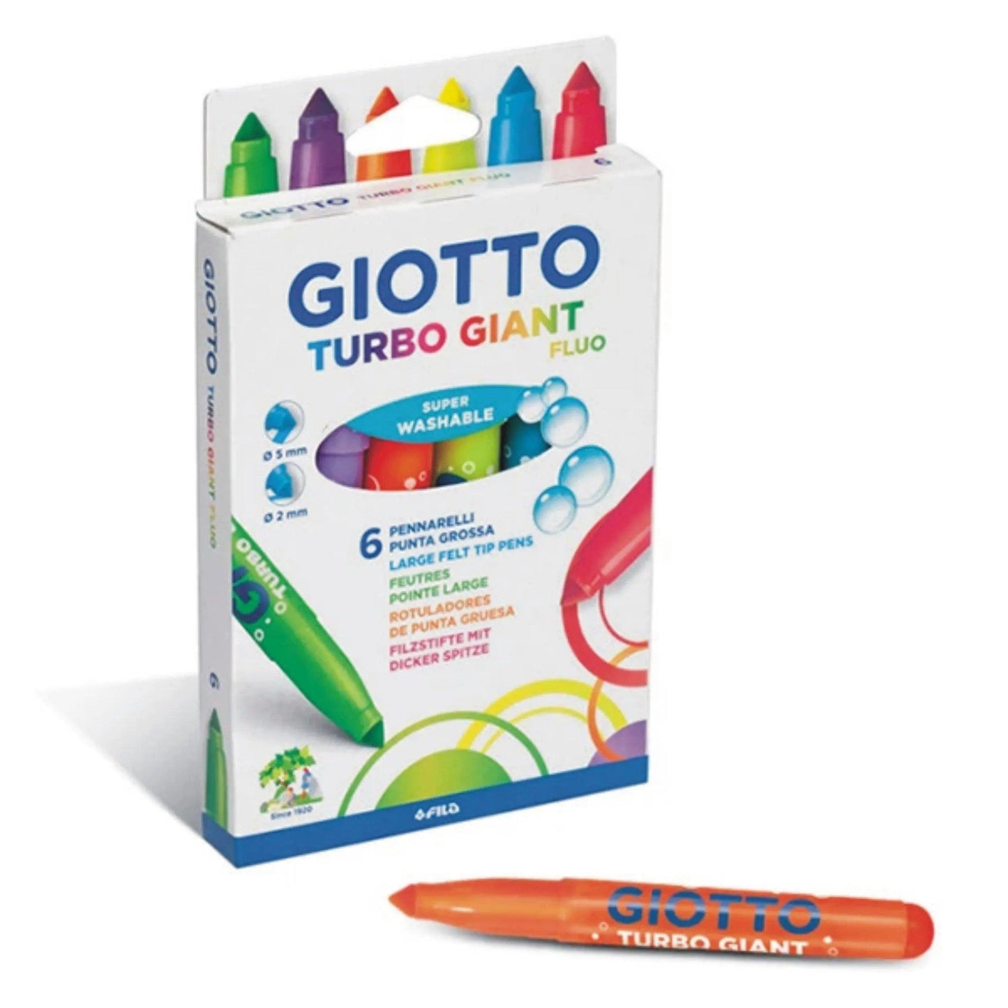 FILA Giotto Turbo Giant Fluorescent Marker 6 pcs set
