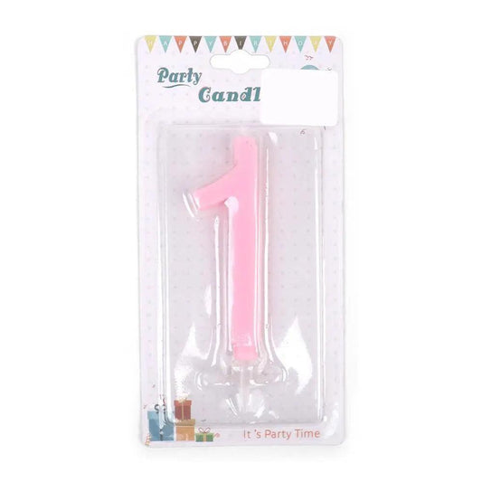 Happy Birthday No 1 Cake Topper Candle - Pink (NC-001)