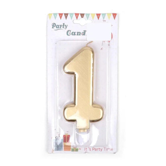 Happy Birthday No 1 Numeric Candle - Gold (NC-011)
