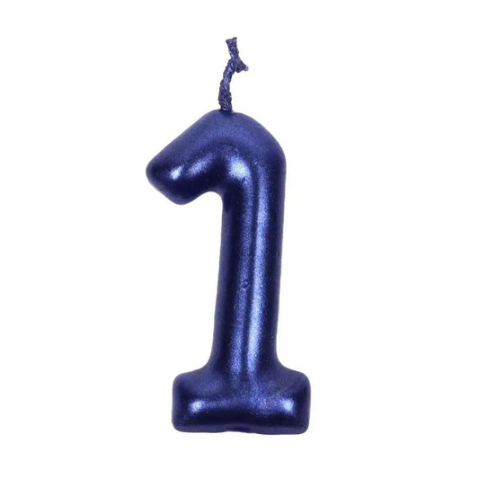 Happy Birthday No 1 Numeric Candle - Navy (NC-019)