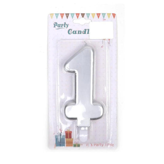 Happy Birthday No 1 Numeric Candle - Silver (NC-014)