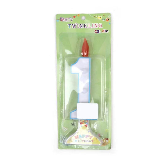 Happy Birthday No 1 Twinkling Candle - Blue (NC-005)