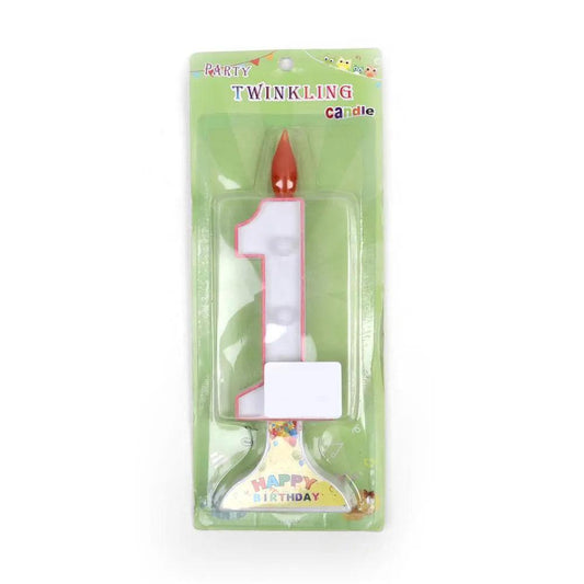 Happy Birthday No 1 Twinkling Candle - Red (NC-008)
