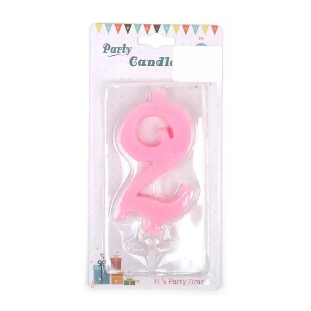Happy Birthday No 2 Cake Topper Candle - Pink (NC-002)