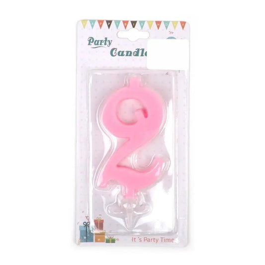 Happy Birthday No 2 Cake Topper Candle - Pink (NC-002)