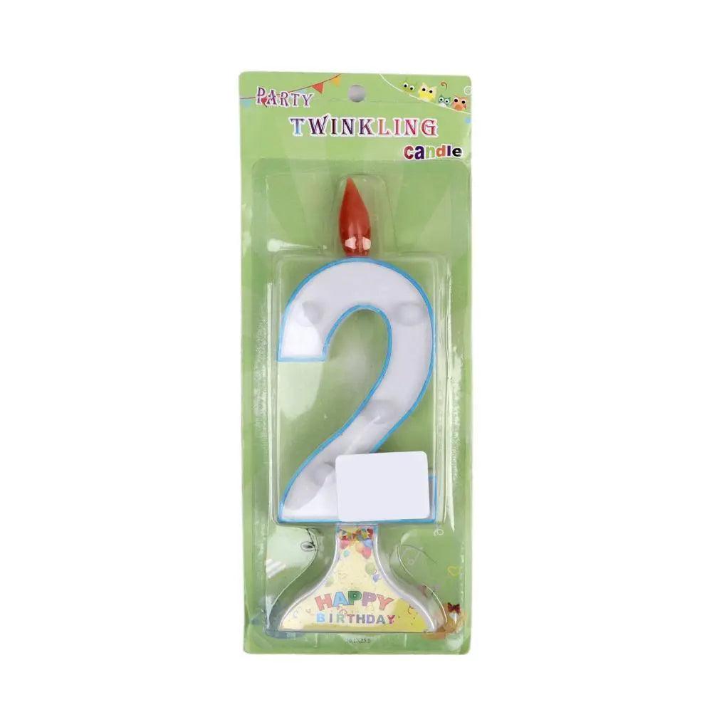 Happy Birthday No 2 Twinkling Candle - Blue (NC-006)