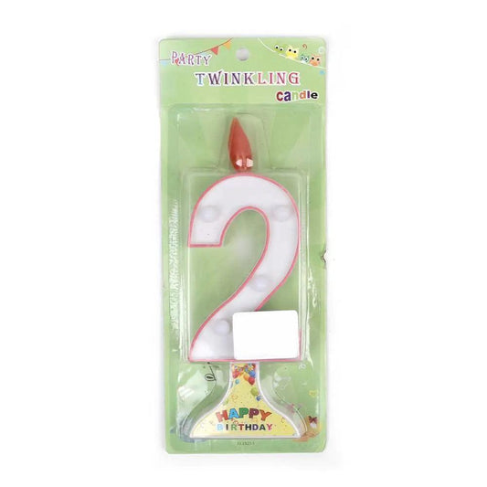 Happy Birthday No 2 Twinkling Candle - Red (NC-009)