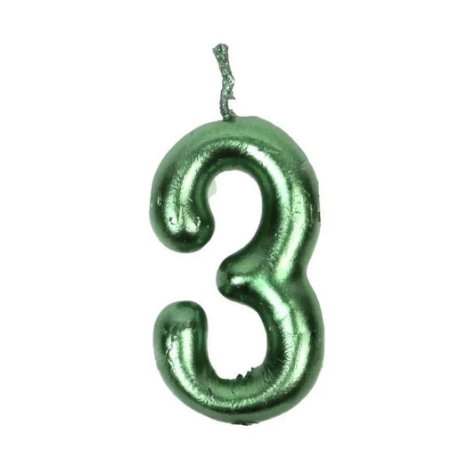 Happy Birthday No 3 Numeric Candle - Green (NC-025)