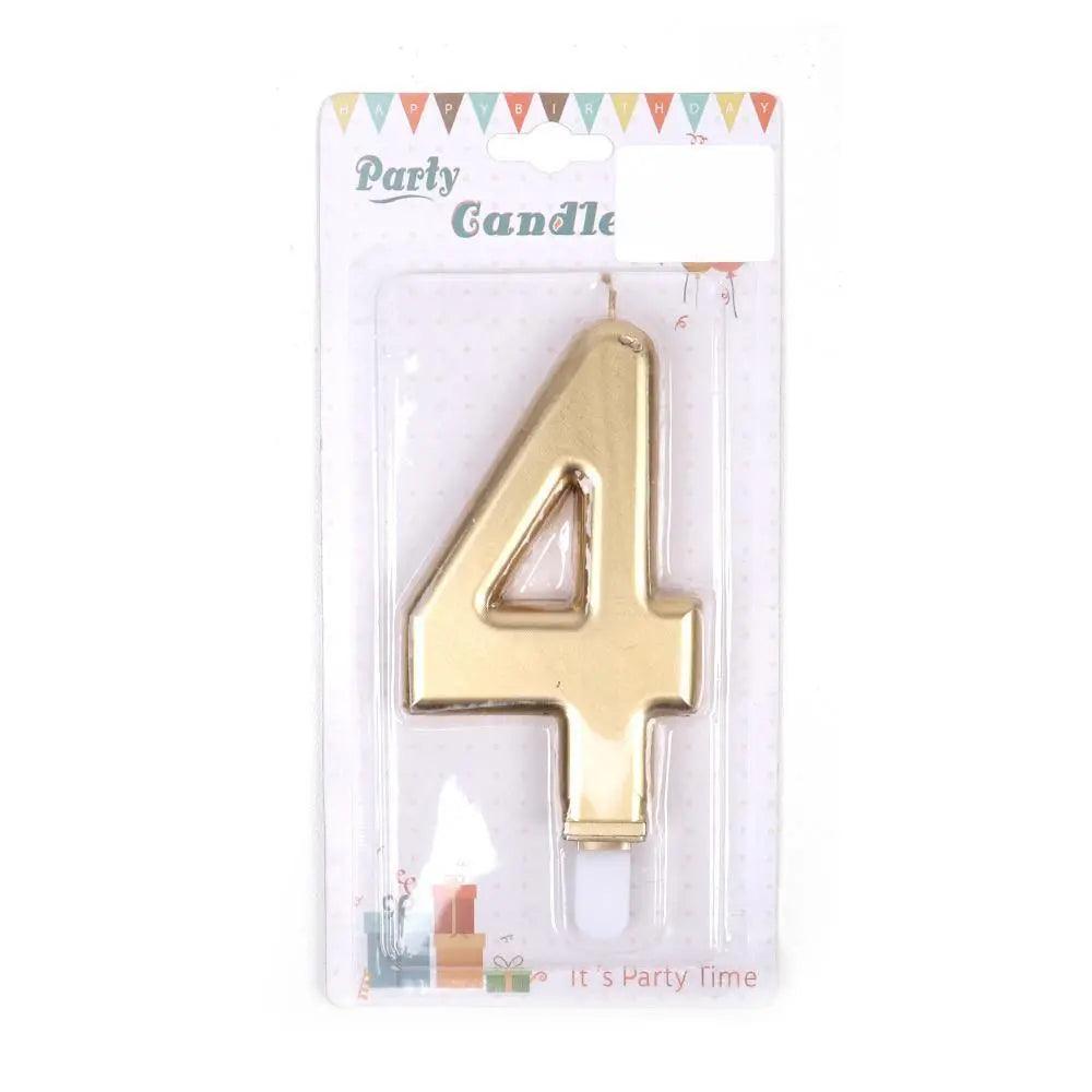 Happy Birthday No 4 Numeric Candle - Gold (NC-013)