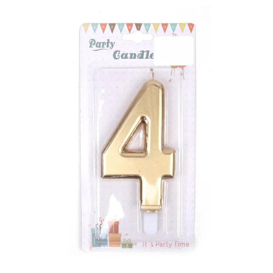 Happy Birthday No 4 Numeric Candle - Gold (NC-013)