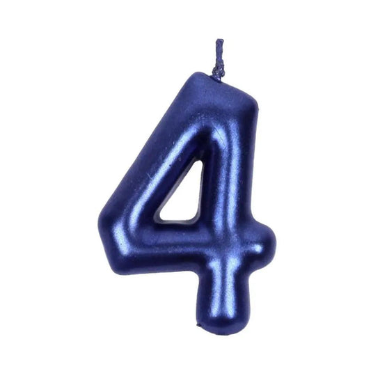 Happy Birthday No 4 Numeric Candle - Navy (NC-020)