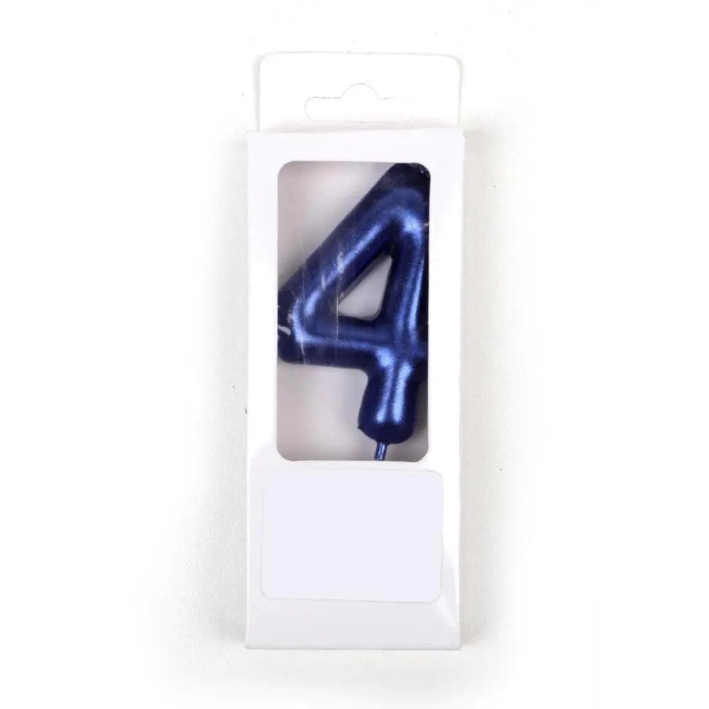 Happy Birthday No 4 Numeric Candle - Navy (NC-020)