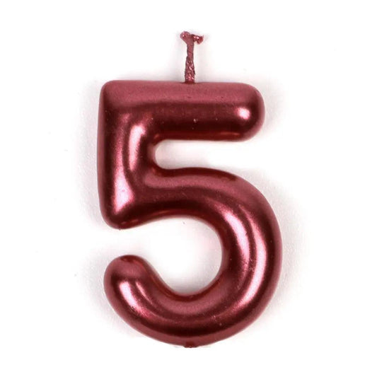 Happy Birthday No 5 Numeric Candle - Maroon (NC-023)