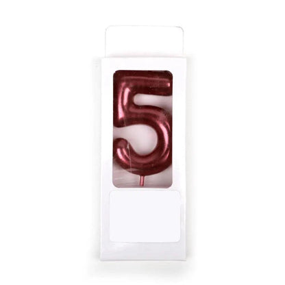 Happy Birthday No 5 Numeric Candle - Maroon (NC-023)