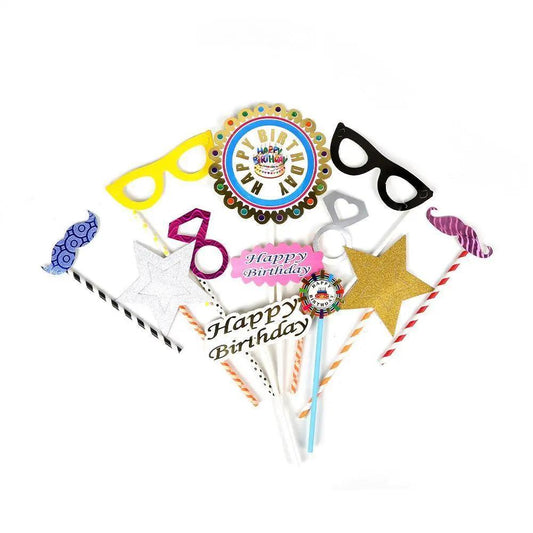 Happy Birthday Photo Props Multi - 20 Pcs (1585-C)