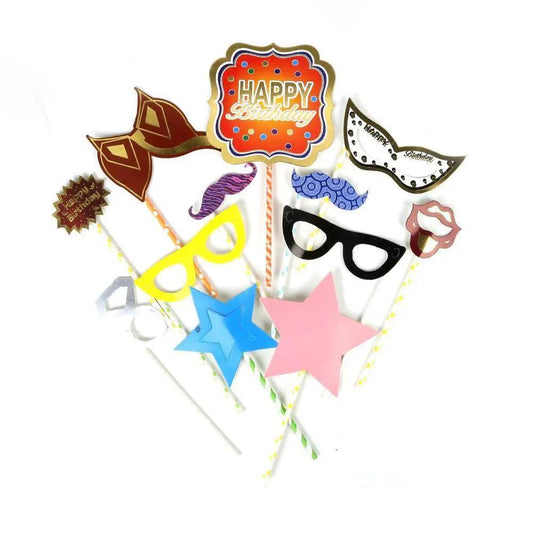 Happy Birthday Photo Props Multi - 20 Pcs (1585-D)