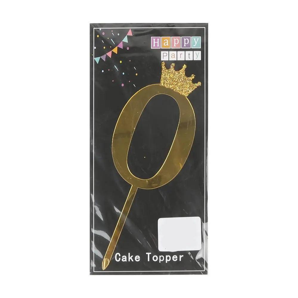 Happy Party No 0 Cake Topper - Gold (NC-029)