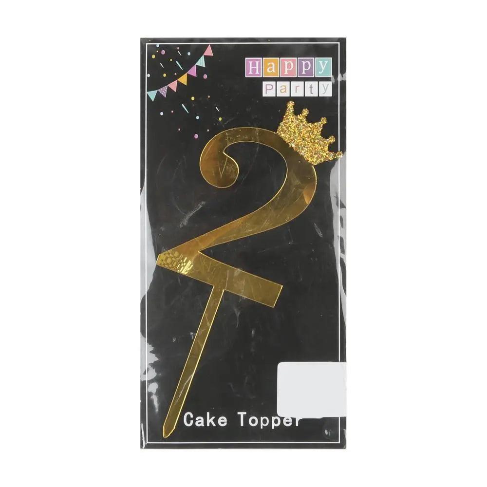 Happy Party No 2 Cake Topper - Gold (NC-031)