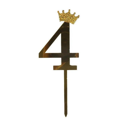 Happy Party No 4 Cake Topper - Gold (NC-033)
