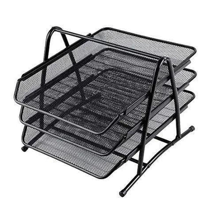 Heavy Duty Metal 3 Tier Desktop Document Letter Tray Black