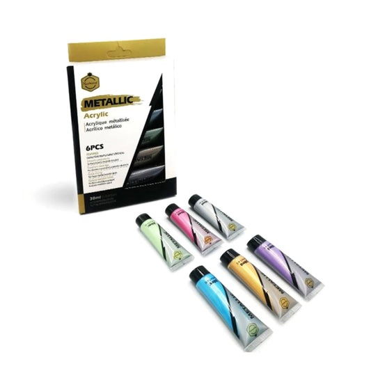 Keep Smiling Metallic Acrylic Paint 30ml Pack of 6