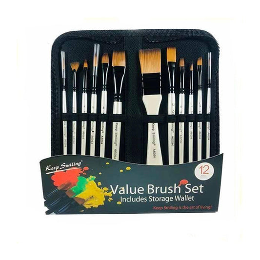 Keep Smiling Value Artist Paint Brushes Set (12Pcs)