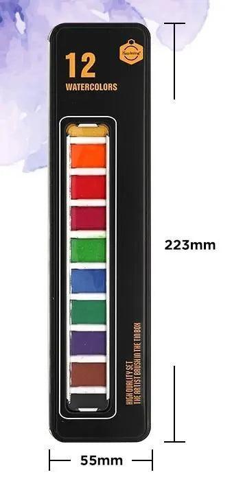 KEEP SMILING WATERCOLOR SET IN TIN BOX 12 COLORS - BLACK COLOR TIN BOX