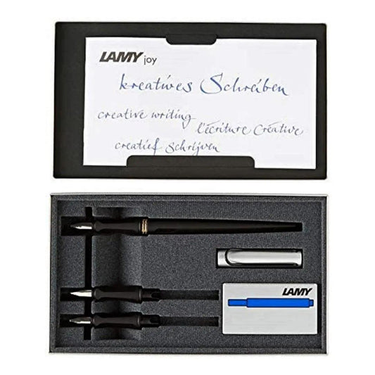 LAMY Joy AL 011 Calligraphy Set in Black and Aluminium with Black Ink Cartridges