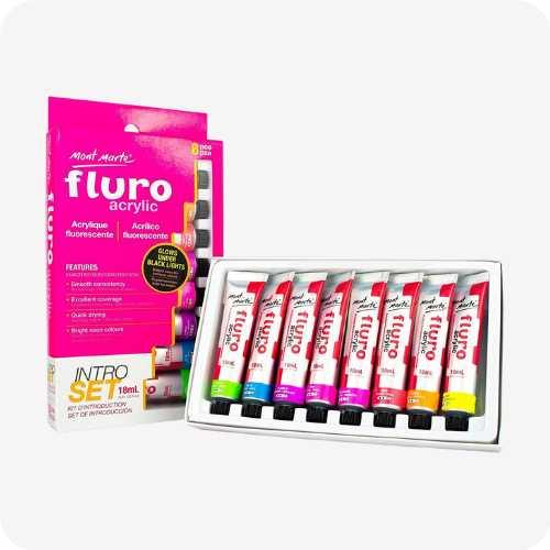 MONT MARTE fluorescent Paint Set  (8 x 18ml)
