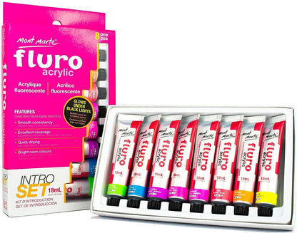 MONT MARTE fluorescent Paint Set  (8 x 18ml)