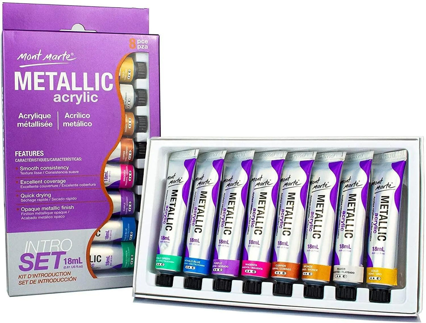 MONT MARTE Metallic Acrylic Paint Set (8 x 18ml)