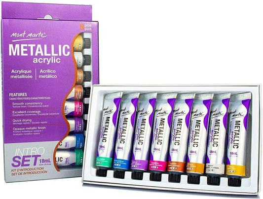 MONT MARTE Metallic Acrylic Paint Set (8 x 18ml)