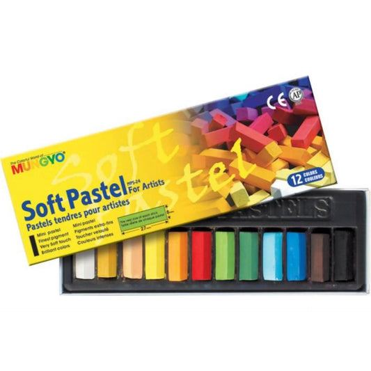 MUNGYO Soft Pastels for Artist 12 Pieces Color Set MPS - 12 - Multi Colors