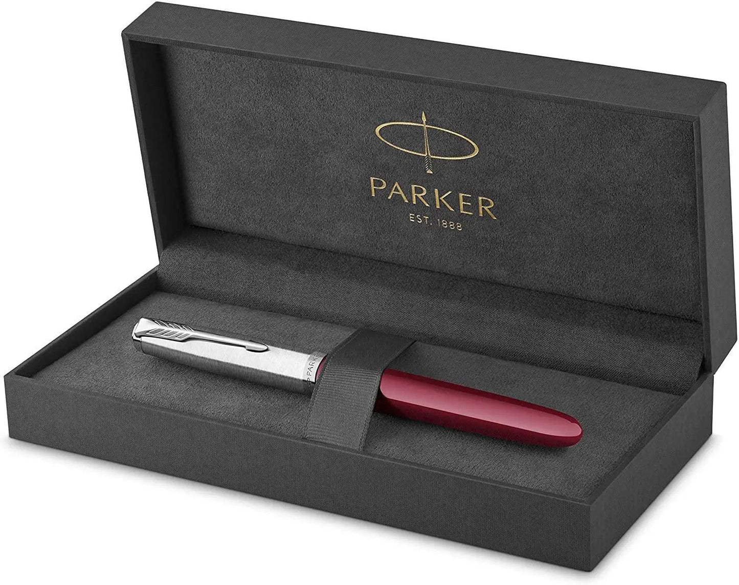 Parker 51 CT Fountain Pen | Black Barrel with Chrome Trim | Fine Nib with Black Ink Cartridge | Gift Box