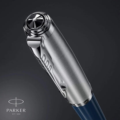 Parker 51 CT Fountain Pen | Black Barrel with Chrome Trim | Fine Nib with Black Ink Cartridge | Gift Box