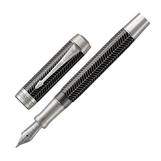 Parker Duofold Prestige Black Chevron CT Cent Fountain Pen