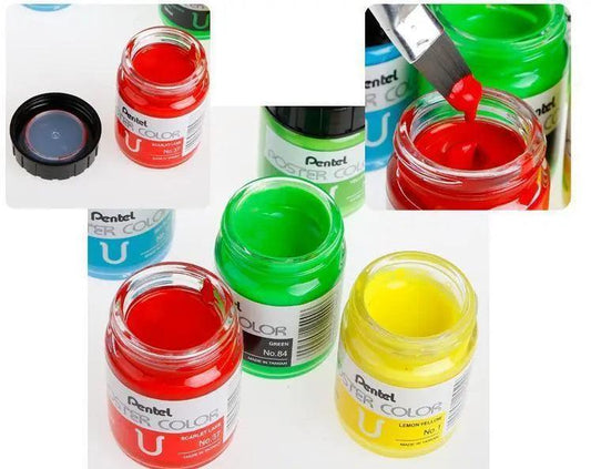 Pentel Poster Colors Paint Set 12 Colors 30ml