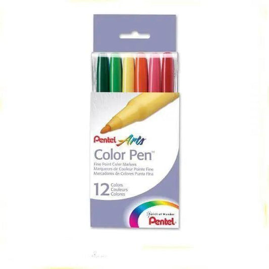 Pentel S360-12 Marker Point Color Pen Set Assorted Colors 12 Count