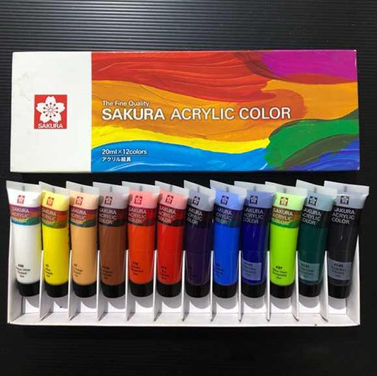 Sakura Acrylic Colour Set 20ml 12 Colours