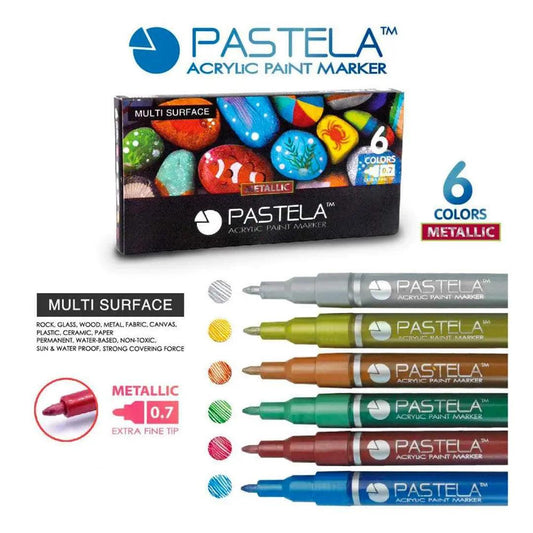 ST PASTELA Acrylic Marker Metallic set of 6’s ( 0.7mm )