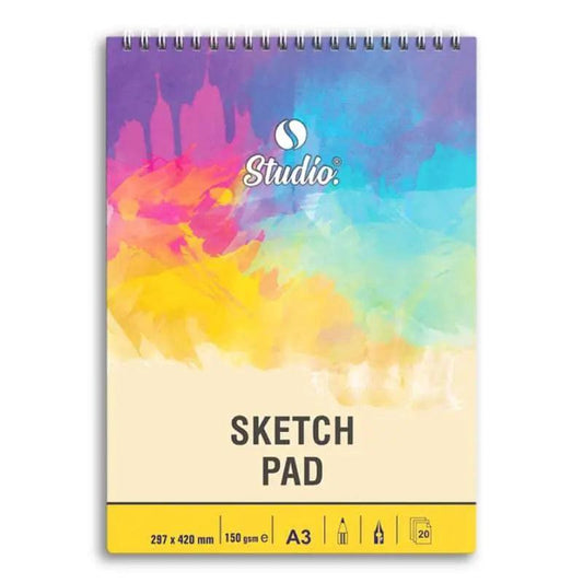 Studio A3 Sketch Pad For Artist (150gsm) (12 Sheets)