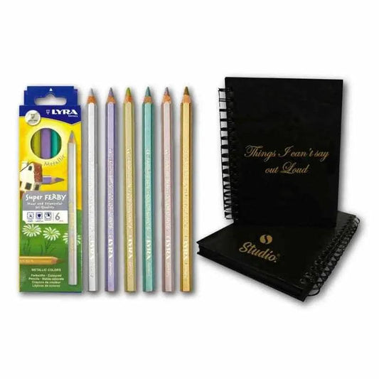 Studio Black Paper Notebook with LYRA Metallic Color Pencils