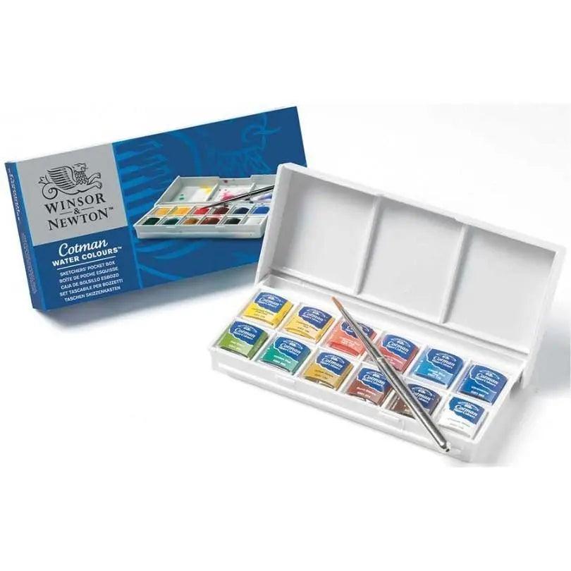 Winsor & Newton Cotman 12 half pans Water Colors Sketchers Pocket Box