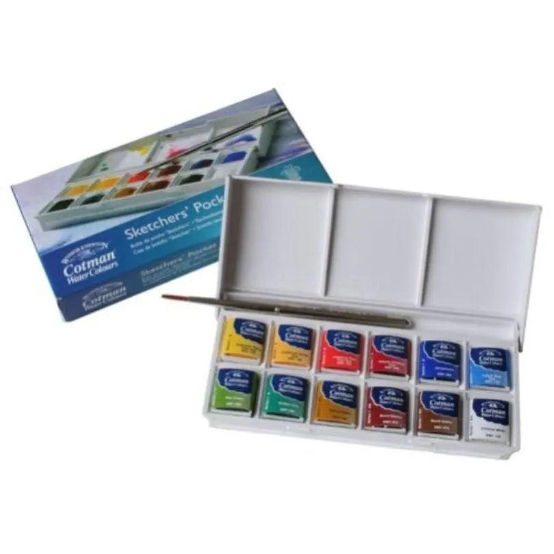 Winsor & Newton Cotman 12 half pans Water Colors Sketchers Pocket Box