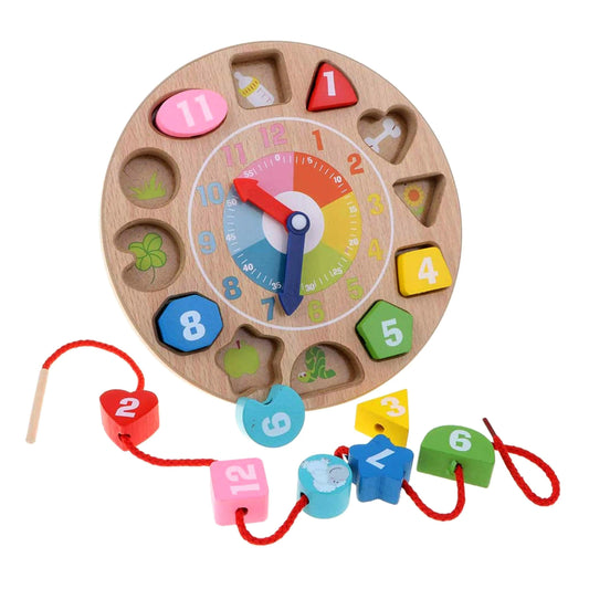 Wooden Digital Clock Shapes Beads With Lace