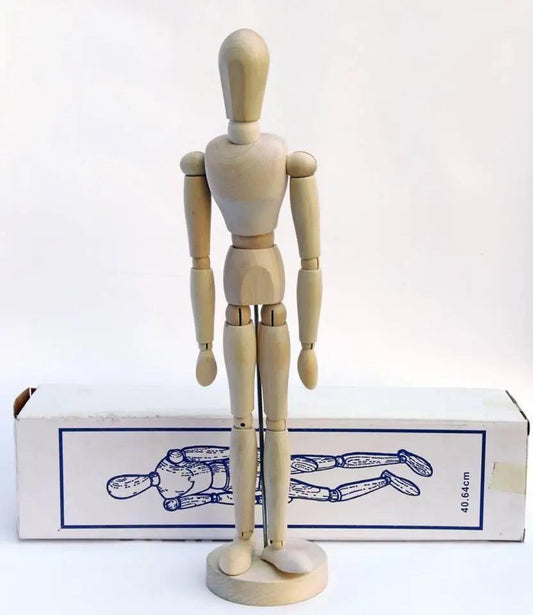 Wooden Male Model Human Movable Limbs Artist Mannequin - 30cm - Cream