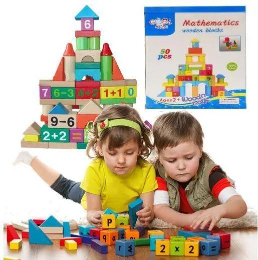 Wooden Mathematics Blocks 50 Pcs