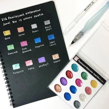 ZIG WATERCOLOR SYSTEM PEARLESCENT WATERCOLOR JEWEL BOX (12 colors set)